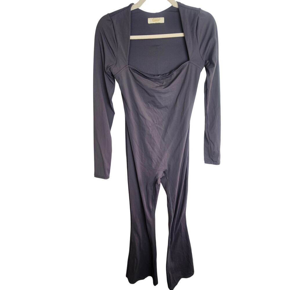Qinsen Womens Square Neck Jumpsuit Size M Stretch Activewear Minimalist Athletic